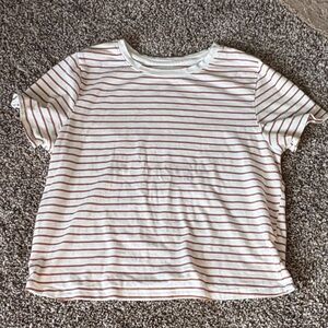 Casual White Tee with Rustic Orange Stripes from Old Navy